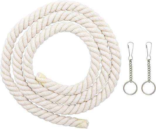 78.7 Inches Cotton Climbing Rope Toy, Lengthen and Bold Bird Ladder Bridge, Swing Toys, Pet Cage Accessories for Parakeets, Cockatiels, Macaw, African Grey Parrot