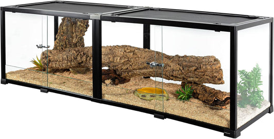 REPTIZOO 84 Gallon Large Reptile Terrarium Extra-Long 60" x 18" x 18" Spliceable Glass Reptile Tank, Double Top Cover Enclosure Habitats