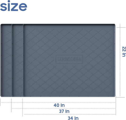 URMONA Large Dog Food Mat, 40" x 22" Pet Food Mat, Waterproof Dog Cat Food Mat with Raised Edges, Silicone Pet Food Mat, Dog Accessories, Prevents Food Spills, Protects Floors, Easy to Clean Fast