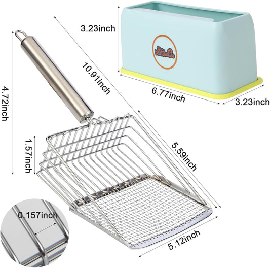 Cat Litter Scoop, Metal Scooper, Deep Shovel, Ergonomic Handle, Kitten Poop Sifting, Durable, Heavy Duty Speed Sifter, for Litter Box (Silvery-Gray)