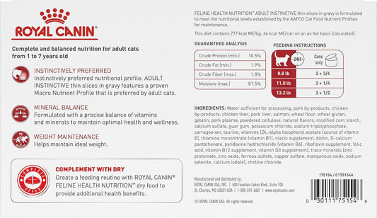 Royal Canin® Feline Health Nutrition⢠Adult Instinctive Thin Slices In Gravy Canned Cat Food, 3 oz can (18-count)