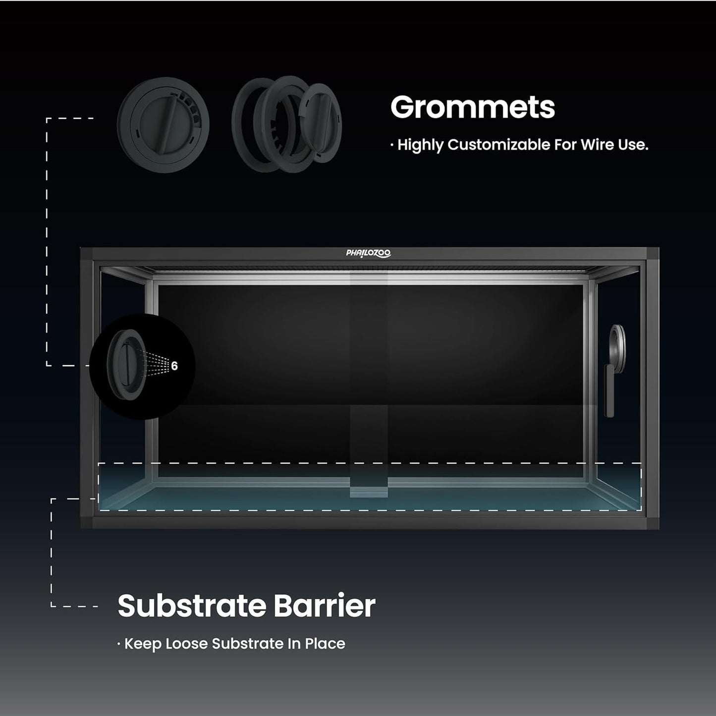 50 Gallon Bearded Dragon Tank, Reptile Enclosure for Easy Maintenance, Front Opening Reptile Tank with Top Screen Ventilation & Glass Sliding Door 36''x18''x18''