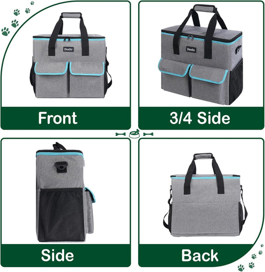 Large Pet Travel Bag Organizer - Dog & Cat Tote with Food Containers, Bowls, Feeding Mat, Perfect for Camping, Hiking (Multi-Pocket Design)