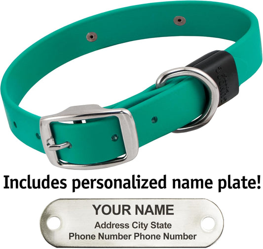 Biothane Custom Dog Collar β Waterproof, Stink-Proof Personalized Collar with Name & Phone Number β Durable, Many Sizes and Colors β Assembled in USA β Assembled in USA (Teal)