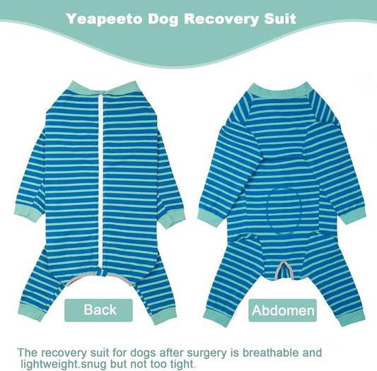 Yeapeeto Dog Onesie Surgery Recovery Suit for Large Medium Bodysuit Dogs Pajamas PJS Full Body for Shedding, Prevent Licking, Wound Protection, Cone Alternative⦠(Blue Green, 2XL)