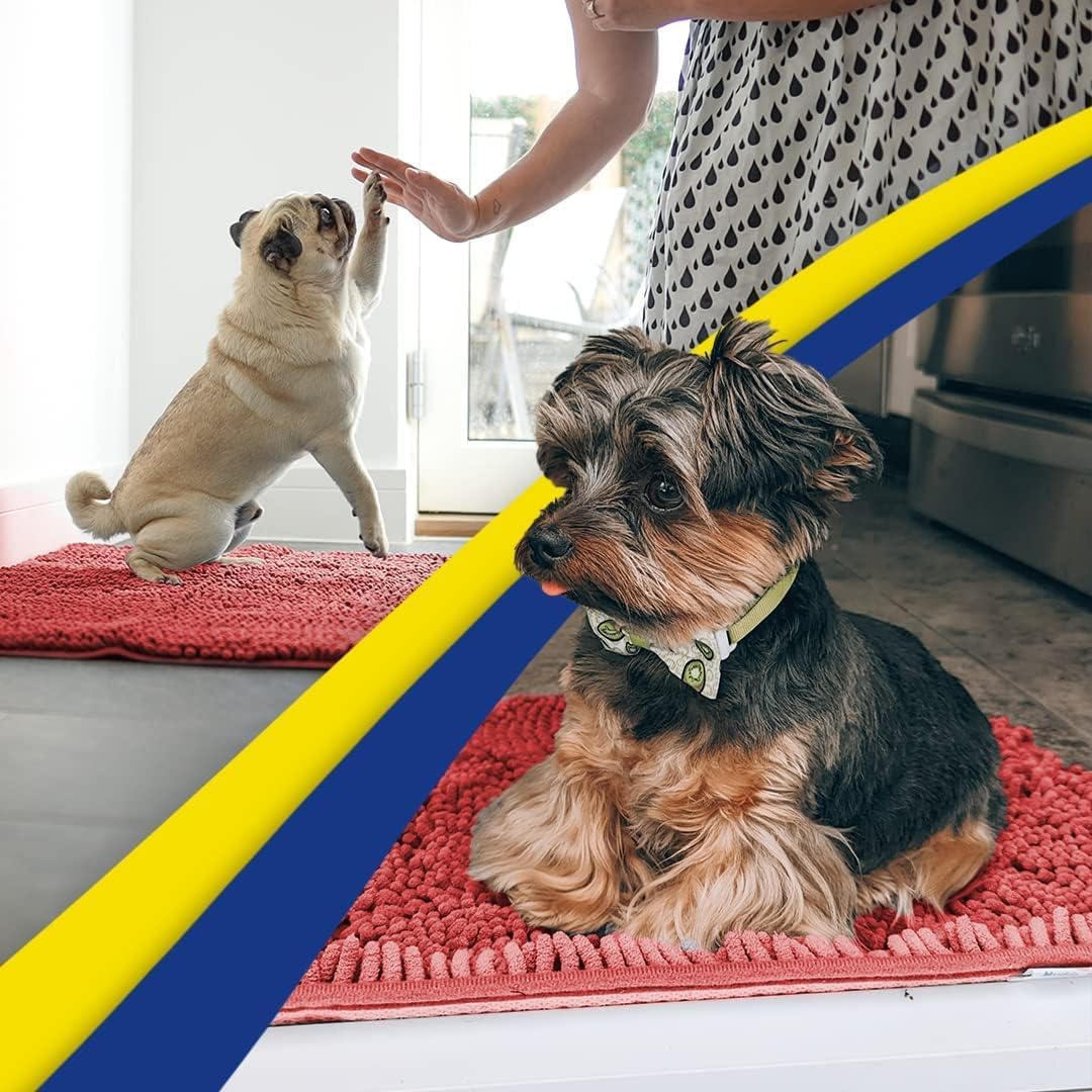 Muddy Mat® Shown on TV – Super Absorbent Door Mat Indoor, Microfiber Quick Dry Chenille Entryway Rug, Non-Slip Front Door Mat, Indoor Mats for Entryway, Machine Washable Pet Rug, Red 36"x72"