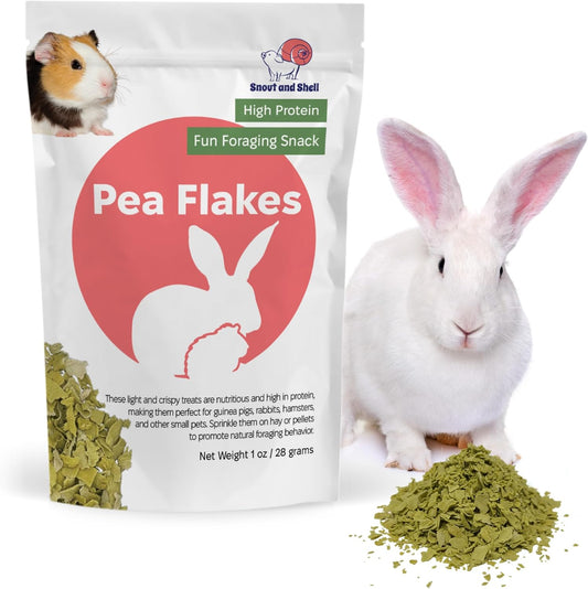 Snout and Shell Pea Flakes for Small Pets β High-Protein Treat for Guinea Pigs, Rabbits, Hamsters, Chinchillas & More β Fun Foraging Snack β 2 oz (28g)