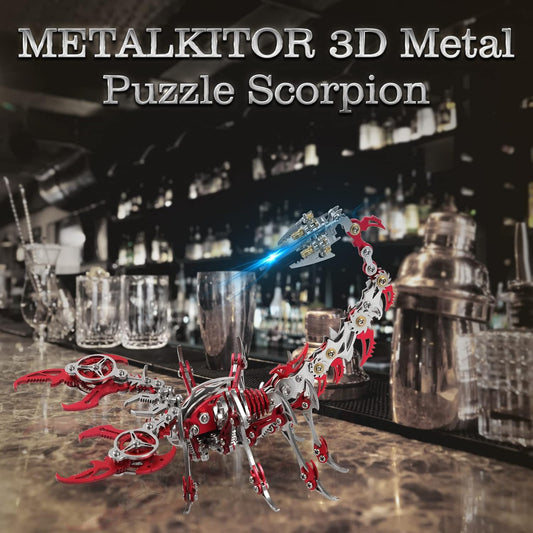 Scorpion 3D Metal Puzzles Kits for Adults Teens – 454 Pcs – Mechanical Assembly Models – 4 Hours to Build – Ideal for Gifts and Decorations (Red)