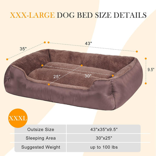 Dog Beds for Large Dogs, Breathable Dog Bed with Durable Fabric, Rectangle Washable Pet Bed, Warming Pet Bolster Couch