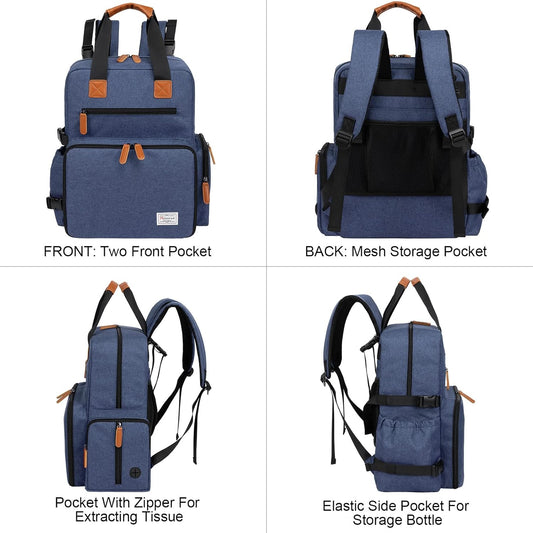 Modoker Dog Travel Bag - Airline Approved Backpack for Pet Accessories Organizer, Tote Weekend Bag with 2 Dog Food Containers, 2 Collapsible Bowls, 1 Pet Mat, Blue