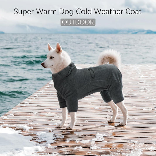 ROZKITCH Dog Coats with Legs, Pet Windproof Warm Cold Weather Jacket Vest Cozy Jumpsuit Apparel Outfit Clothes for Large Giant Dog Walking Hiking Sleep Grey 3XL