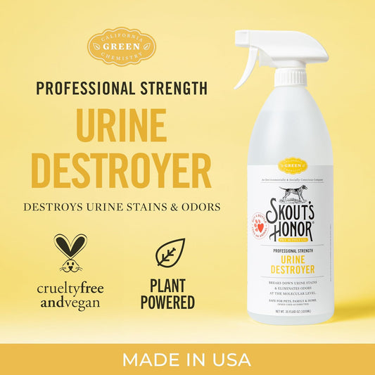 Skout's Honor Dog Urine Destroyer, Professional Strength, Plant-Powered, Cruelty-Free Urine Eliminator for Carpets and Indoor Living Spaces, 35 oz