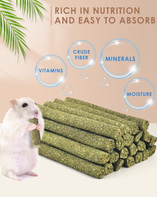 Bissap 22PCS Rabbit Chew Sticks, Mixed Natural Timothy Hay Flower Rose Dahlberg Daisy and Forget-me-not Chew Toys Treats for Bunny Chinchilla Guinea Pig Hamster and Other Small Pets Molar Snacks