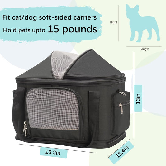 2-in-1 Stylish Dog Purse Carrier Soft-Sided Carriers Travel Tote Bag for Small Dogs Cats, Fashion Foldable Pet Bag for Puppies Small Animals with Pockets (Black, 16.2" x 11.4" x 13")