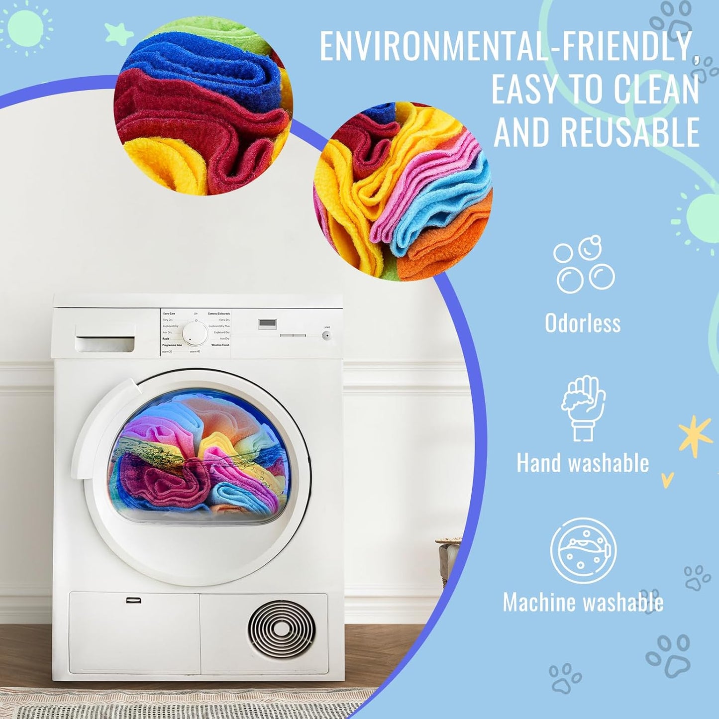 Pet Snuffle Ball, Puzzle Sniffing Interactive Dog Ball for Blind Dogs Training Stress Relief Dog Enrichment Toys Treat Machine Washable (Rainbow Color Upgrade, 10cm)