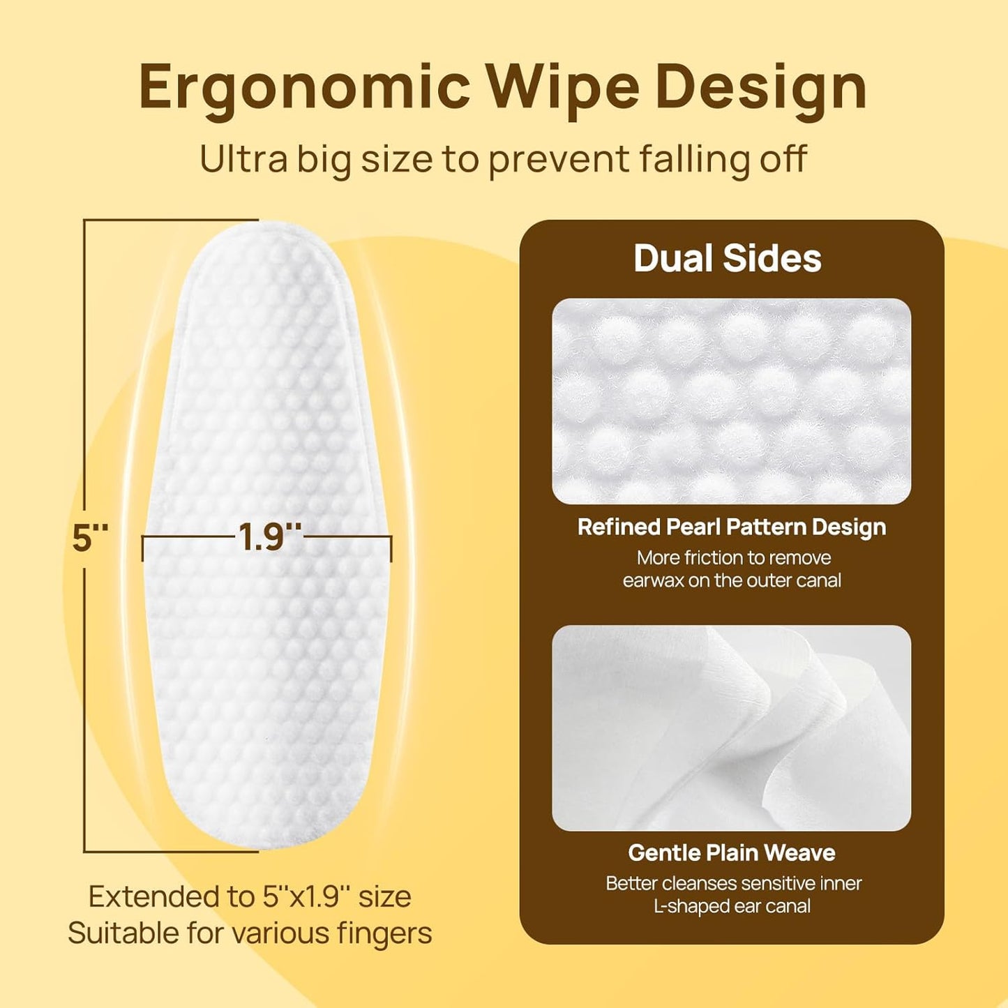 HICC PET Dog Ear Wipes Finger 100 Count Dog Ear Cleaner Wipes for Dogs & Cats, Dog Ear Infection Treatment to Relieve Ear Itching & Inflammation, Remove Ear Wax, Dirt, Smelly - Honey Scent