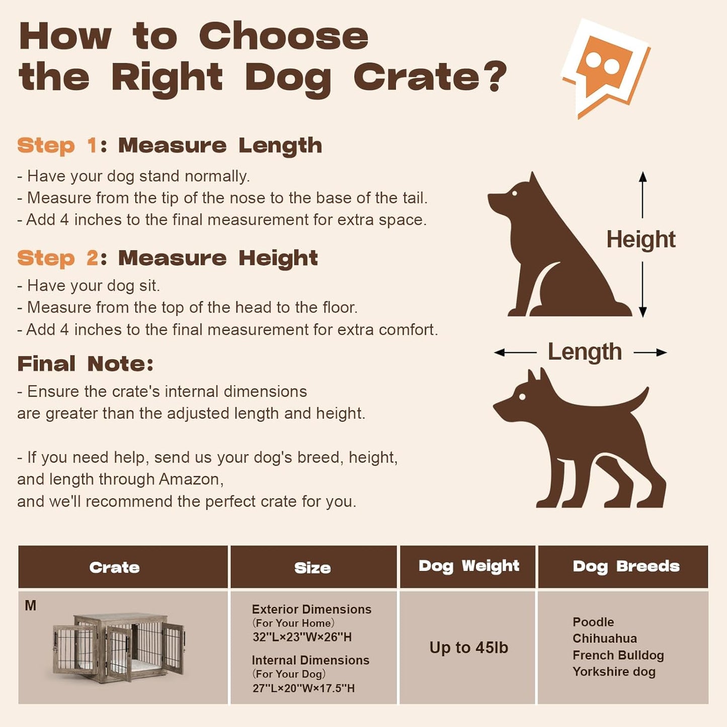 Dog Crate Furniture with Cushion, 32 inch Wooden Kennel Table with Double Doors, Indoor Dog House End Table for Small/Medium Dog, Grey (32x23x26in)