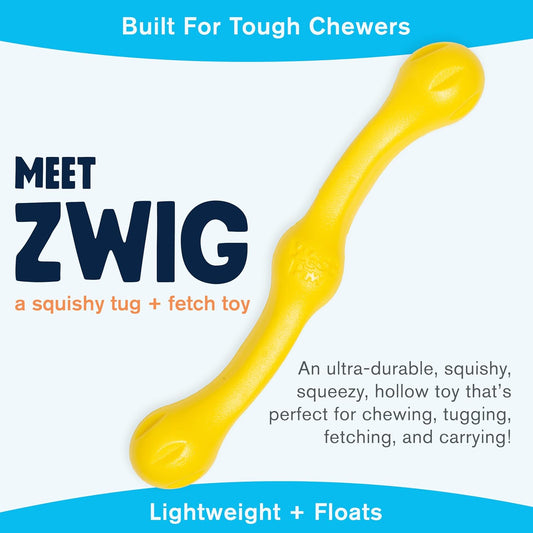 WEST PAW Zogoflex Echo Zwig Squeezy Dog Fetching Stick β Bouncy, Hollow, Squishy Interactive Toy for Puppies, Large Dogs β Floatable Stick, Lightweight Chewy Toy for Catch β 13.75β Dandelion Yellow