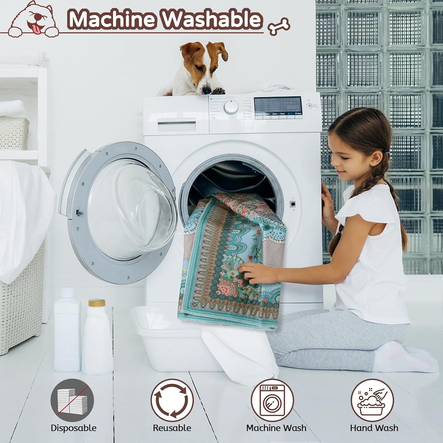 Washable Pee Pads for Dogs, 36"x36" 2 Pack Reusable Puppy Pads Pet Training Pads, Super Absorbent, 100% Waterproof Dog Pee Pads, Whelping, Housebreaking, Incontinence, for Playpen