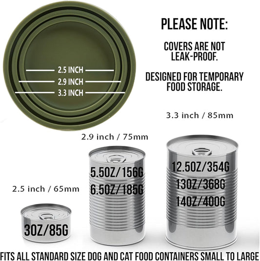 OHMO 2 Pack Dog Food Can Lids, (3, 12, 14oz etc.) Universal Size BPA Free Silicone Covers for Cat and Pet Food, Camo Green