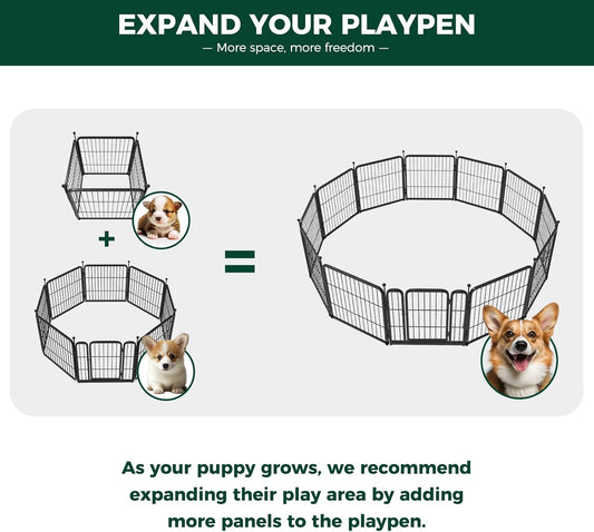FXW Rollick Unleashed Dog Playpen for Indoor, Yard, RV Camping, 24 inch 4 Panels for Small and Puppy Dogs, BlackāPatented