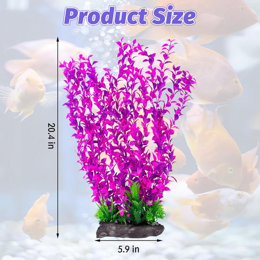 Hamiledyi Aquarium Plastic Plants Aquarium Decor Artificial Fish Tank Plants,Tall Fish Tank Decorations, Extra Large Aquarium Plant 20.4-inch Tall,1PCS