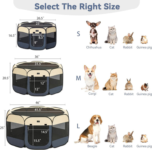 A4Pet Portable Dog Playpen for Small Dogs, 27" Foldable Small Pet Playpen for Puppy/Cat/Rabbit/Chick, Indoor Cat Playpen with Removable Zipper & Mesh Panel(11βW Γ 7.5βH)