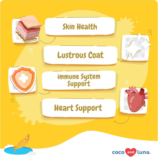 Omega 3 Fish Oil for Dogs - Skin & Coat Supplement with Cod Liver Oil, Algae, EPA & DHA Fatty Acids for Dog Shedding, Itch Relief, Hot Spots, Skin Allergy, Joint & Heart Support - 90 Soft Chews