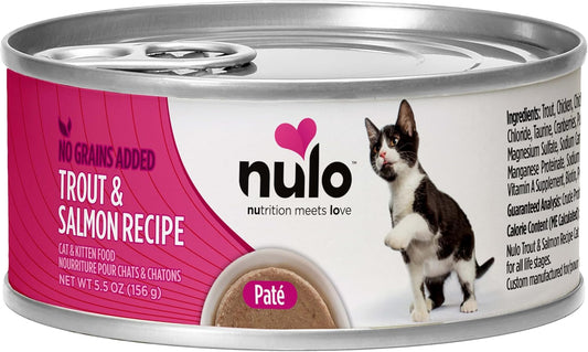 Nulo Trout & Salmon Recipe Pate Wet Canned Cat Food, 5.5 Ounce (Pack of 24)