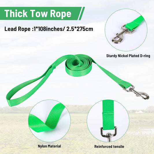 XUANNIAO Easily Adjustable Figure 8 Cow Halter, Double-Ply Premium Livestock Cattle Halters, Colorful Cow Utility Calf Halter with Leading Rope for Miniature Horse Donkey Goat Foal (Large, Green)