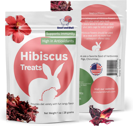 Snout and Shell Hibiscus Treats β 100% Natural Dried Flowers for Small Pets β Immunity Support & Antioxidants β Healthy Snack for Rabbits, Guinea Pigs, & Chinchillas (1 oz)