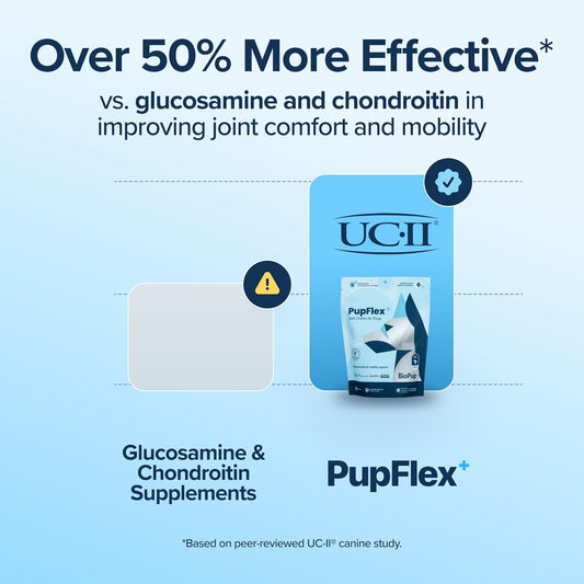 PupFlex+ Hip and Joint Supplement Dogs, Vet Created Soft Chews with UC-II® Collagen for Dogs, CurcuVET® & Omega 3, Proven More Effective Than Glucosamine Chondroitin, Dog Joint Supplement (60 ct)