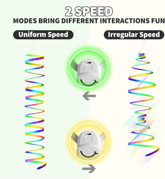 Interactive Cat Toys for Indoor Cats,Enrichment Stimulation Toys, Electric Hanging Door Clip Ribbon Kitty Toy,Automatic Play Chase Exercise Feather Toys for Bored Indoor Adult & Kitten Cats(White)