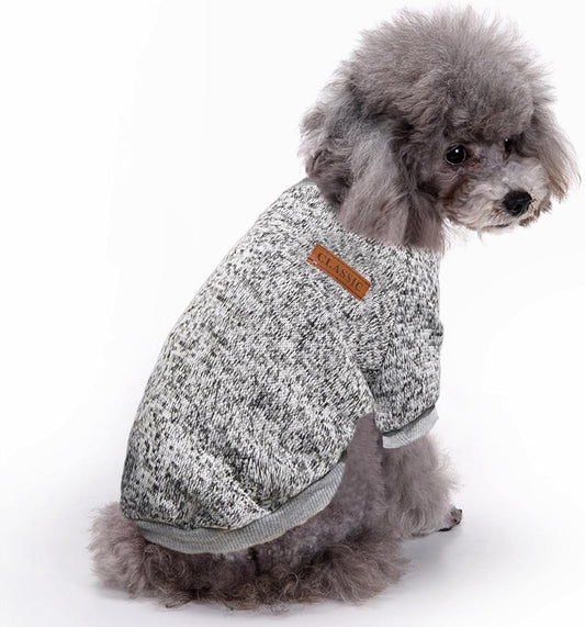 Jecikelon Dog Clothes Dogs Sweater Soft Puppies Clothing Winter Puppy Sweaters Warm Outfit for Dogs Small XXS XS Cat Apparel (Small, Grey)