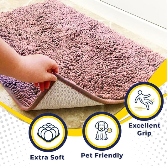 Muddy Mat® Original Dog Door Mat for Muddy Paws, Super Absorbent Microfiber, Non-Slip Washable Pet Rug, Quick Dry Chenille Entryway Carpet, Machine Washable Indoor Outdoor mat, Pink 48"x72"