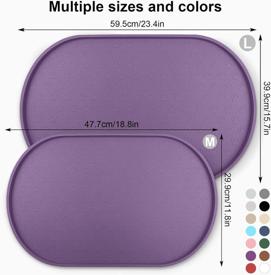 KPWACD Dog Food Mat Anti-Slip Bowl Mats for Food and Water, High-Lips Waterproof Pet Placemat Prevent Messy Spills to Floor, Silicone Puppy Feeding Trays for Large Medium Small Dogs Cats