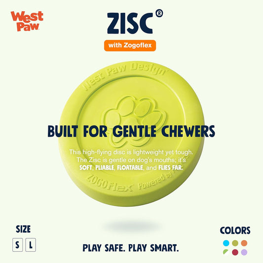 WEST PAW Zogoflex Zisc Dog Flying Disc, High Flying Aerodynamic Disc for Dogs Puppy β Lightweight, Floatable Disc for Fetch, Tug of War, Catch, Play β Doubles as Food/Water Bowl, Small, Granny Smith