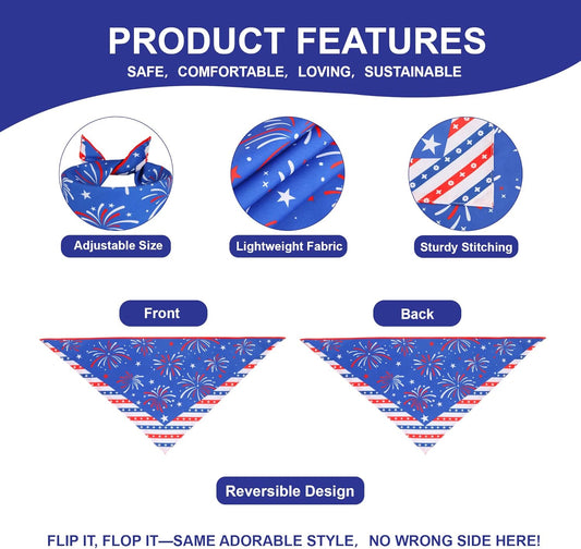4th of July Cooling Dog Bandana 1-Pack for XLarge Dogs - Patriotic Bandanas with American Flag Design, Breathable & Quick-Dry Pet Accessories