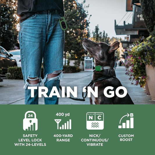 Dogtra CUE Green β E-Collar for Dogs Training Collar with Remote β Training Made Easy for Everyday Dog Owners β Gentle Vibration, Custom Boost, Waterproof, Rechargeable, 400-Yard Range System