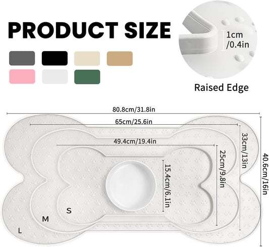 Dog Food Mat Anti-Slip Silicone Dog Bowl Mat Thicker Pet Placemat Waterproof Cat Feeder Pad with Raised Edge Puppy Kitten Feeding Mats Suitable Small Medium-Sized Dogs Cats Eating Tray