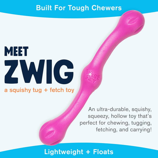 WEST PAW Zogoflex Echo Zwig Squeezy Dog Fetching Stick β Bouncy, Hollow, Squishy Interactive Toy for Puppies, Large Dogs β Floatable Stick, Lightweight Chewy Toy for Catch/Fetch β 13.75β, Hot Pink