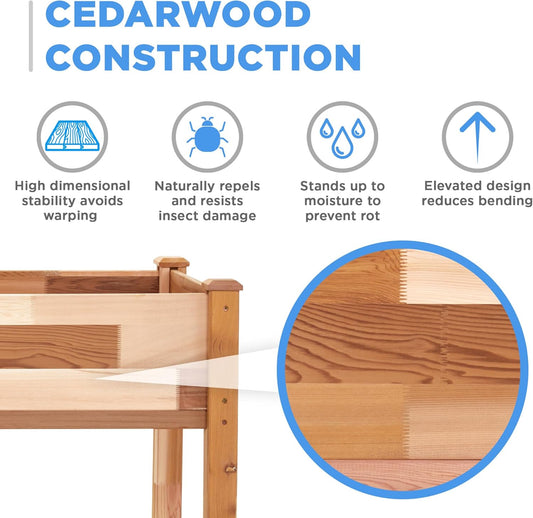 Jumbl Raised Canadian Cedar Garden Bed | Elevated Wood Planter for Growing Fresh Herbs, Vegetables, Flowers, Succulents | 72x23x30β