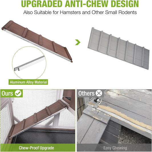 Gutinneen 2-Story Rabbit Hutch with Chew-Proof Ramp & Leak-Proof Trays - Indoor/Outdoor 39.3" Wooden Rabbit Cage with Wheels for Rabbits, Guinea Pigs