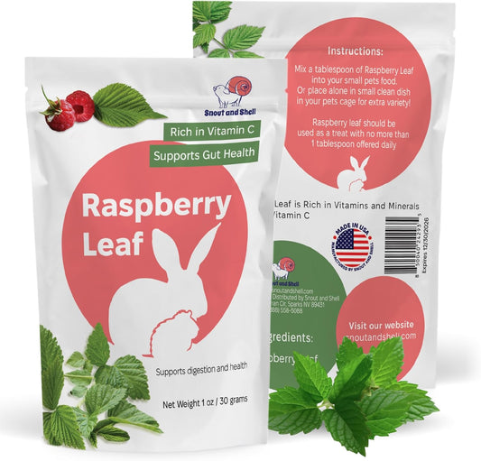 Snout and Shell Raspberry Leaf for Small Pets β 100% Natural Treat for Rabbits, Guinea Pigs, Hamsters & More β Rich in Vitamin C & Supports Gut Health β 1 oz (30g)