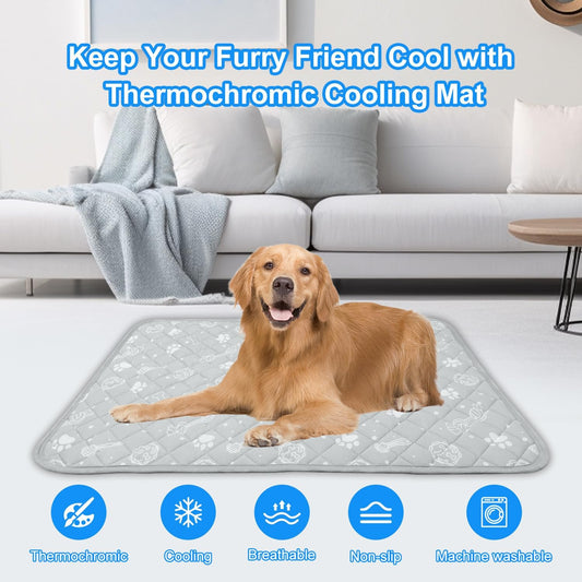 MH MYLUNE HOME Self Cooling Mat for Dog, 28βx39β Arc-Chill Cooling Fiber & Endothermic Color Changing Pet Cooling Pad, Foldable & Washable Non-Toxic Summer Pet Blanket