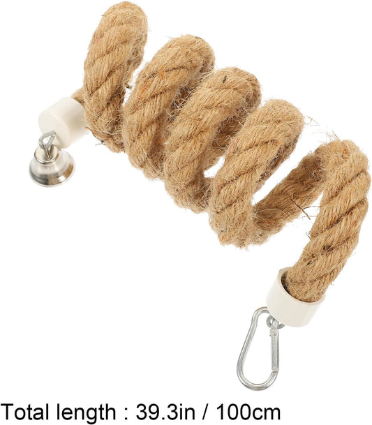 Parrot Toys Bird Spiral Rope Perch Jute Parrot Swing Climbing Standing Toys Chewing Toys Bungee Bird Toys 1m Parakeet Toys