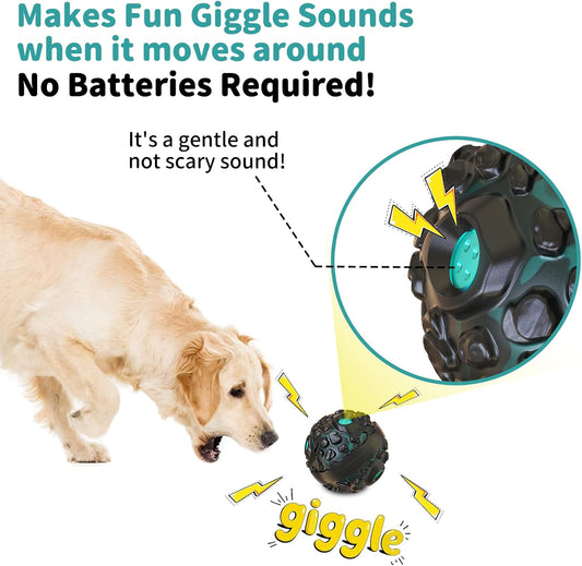 Dog Ball for Aggressive Chewers - Interactive Dog Toy Balls Fun Squeaky Sound to Keep Them Busy, Durable for Small Medium Large Breeds, Rubber Pet Chew Toys, As Seen on TV, Black & Lake Blue