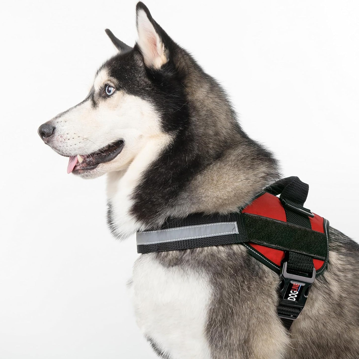 Dogline Dog Harness, Reflective No-Pull Adjustable Vest with Handle for Walking, Training, Service Breathable No - Choke Harness for Small, Medium or Large Dogs Room for Patches Girth 18 to 24 in Red
