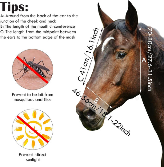 Frienda 4 Pieces Horse Fly Masks with Ears Face Covering UV Protection from Insect Pests Elasticity Smooth Comfortable Mesh Horse Mask Accessories(Flower,Medium)