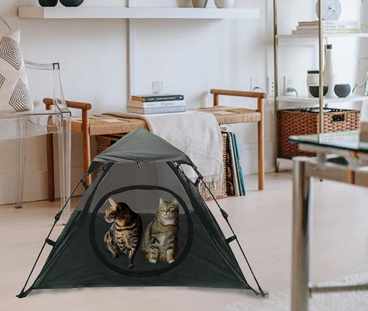 Portable Large Pop Up Pet Cat Tents Enclosures House for Outside Patio Indoor for Cat Puppy Rabbit Small Animals,Quick Opened,Independent or can be Connected to Tunnels